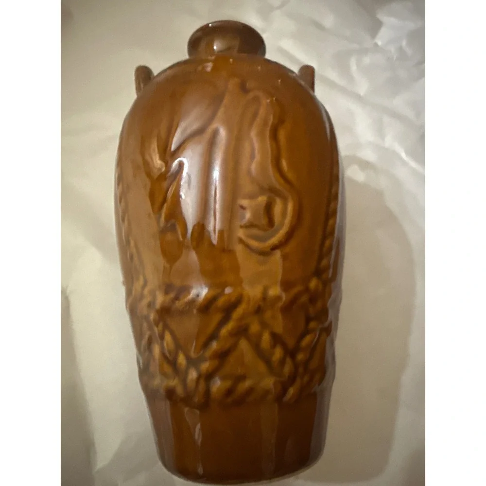 Vintage Chinese Kinmen Daqu Kaoliang Liquor Bottle Brown Glazed Pottery Decanter